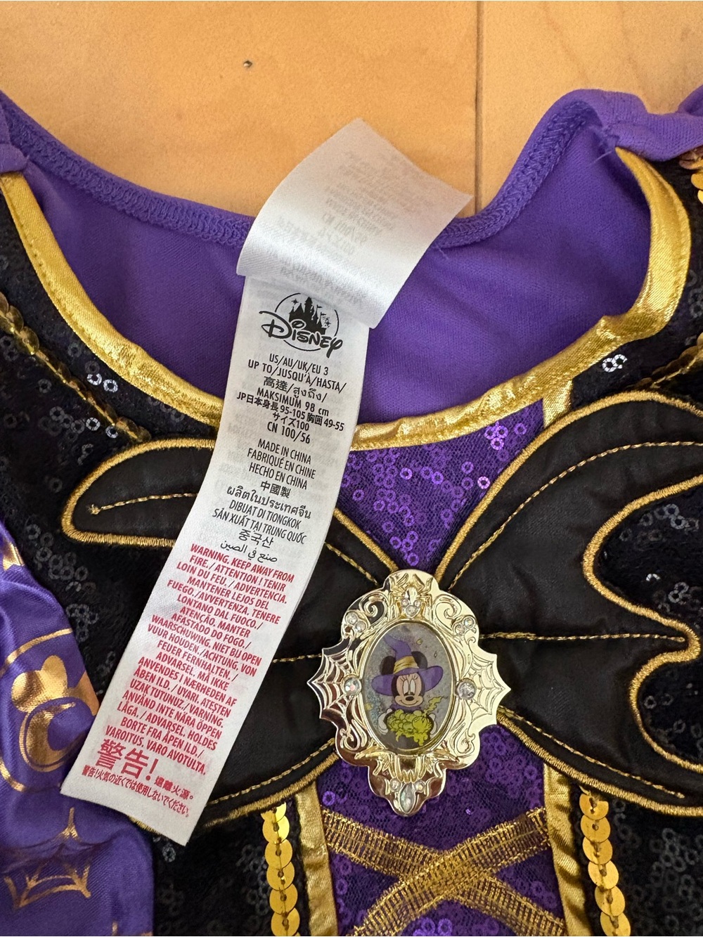 Purple Minnie Mouse Witch Kids Costume Dress-3YO - Picture 2 of 5